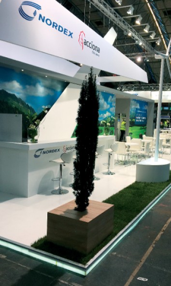 Nordex at WindEurope: wind energy, nature and ecology – illustrated by means of construction. (Photo: MDS Messebau)