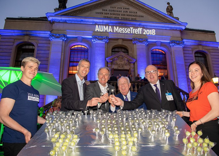 Global Exhibitions Day (v.l.): Kai Hattendorf (UFI-Geschäftsführer), Gerald Böse (UFI European Chapter-Vorsitzender), Walter Mennekes (AUMA-Vorsitzender) und Peter Neven (AUMA-Hauptgeschäftsführer).